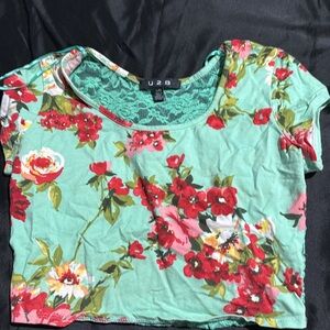 Floral Green Crop Top